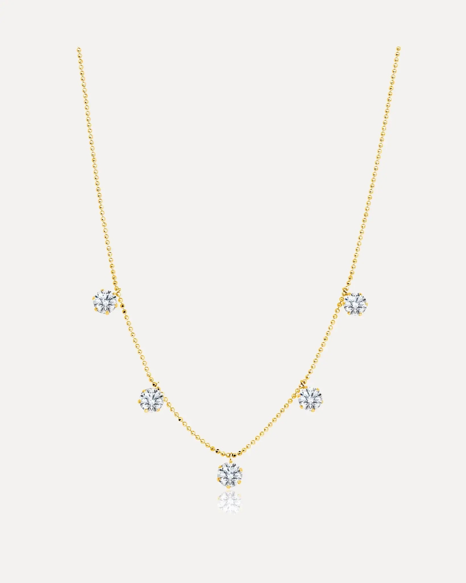 Large Floating Diamond Necklace in Yellow Gold Large Floating Diamond Necklace in Yellow Gold Graziela Gems Graziela Gems  Squash Blossom Vail