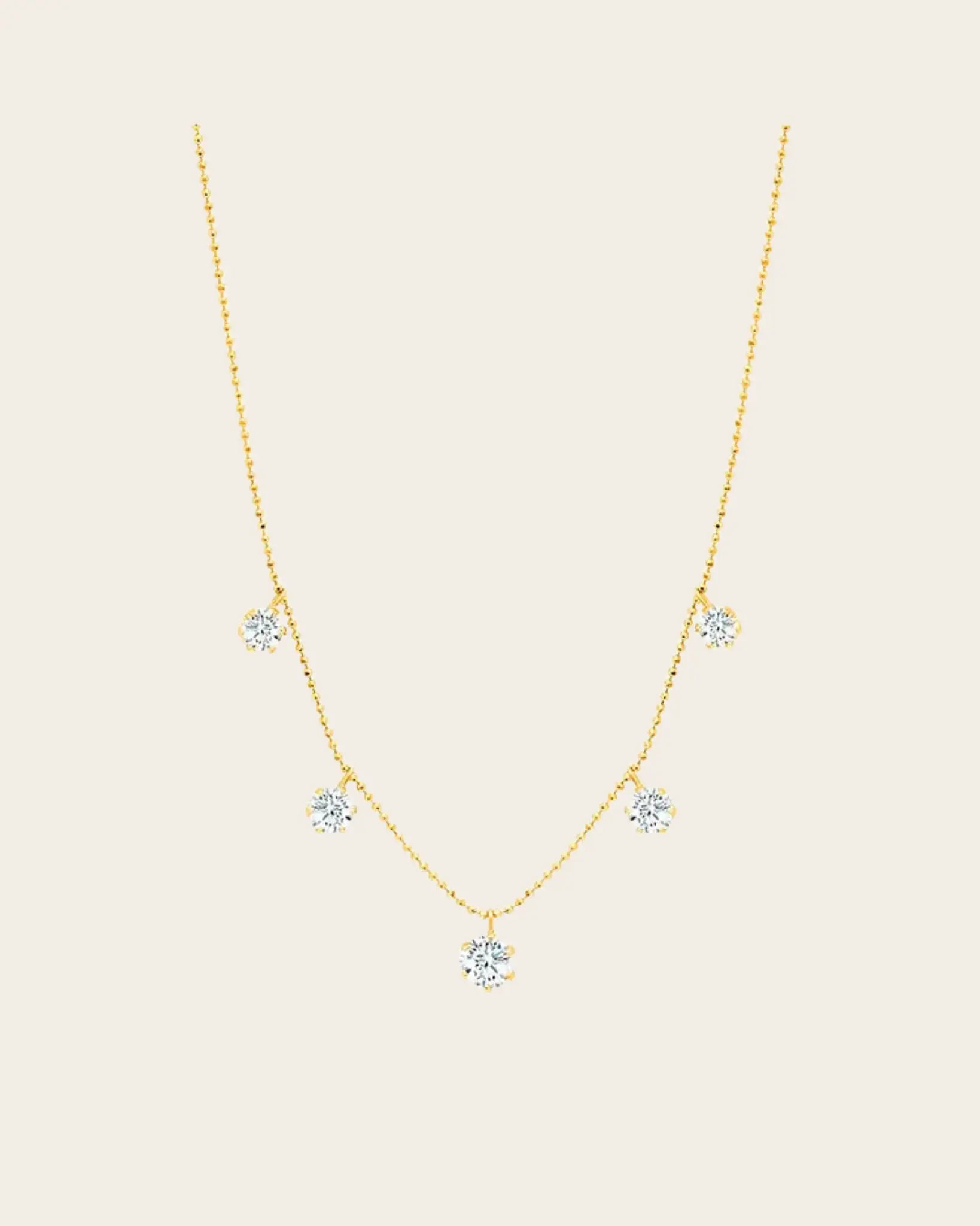 Large Floating Diamond Necklace in Yellow Gold Large Floating Diamond Necklace in Yellow Gold Graziela Gems Graziela Gems  Squash Blossom Vail