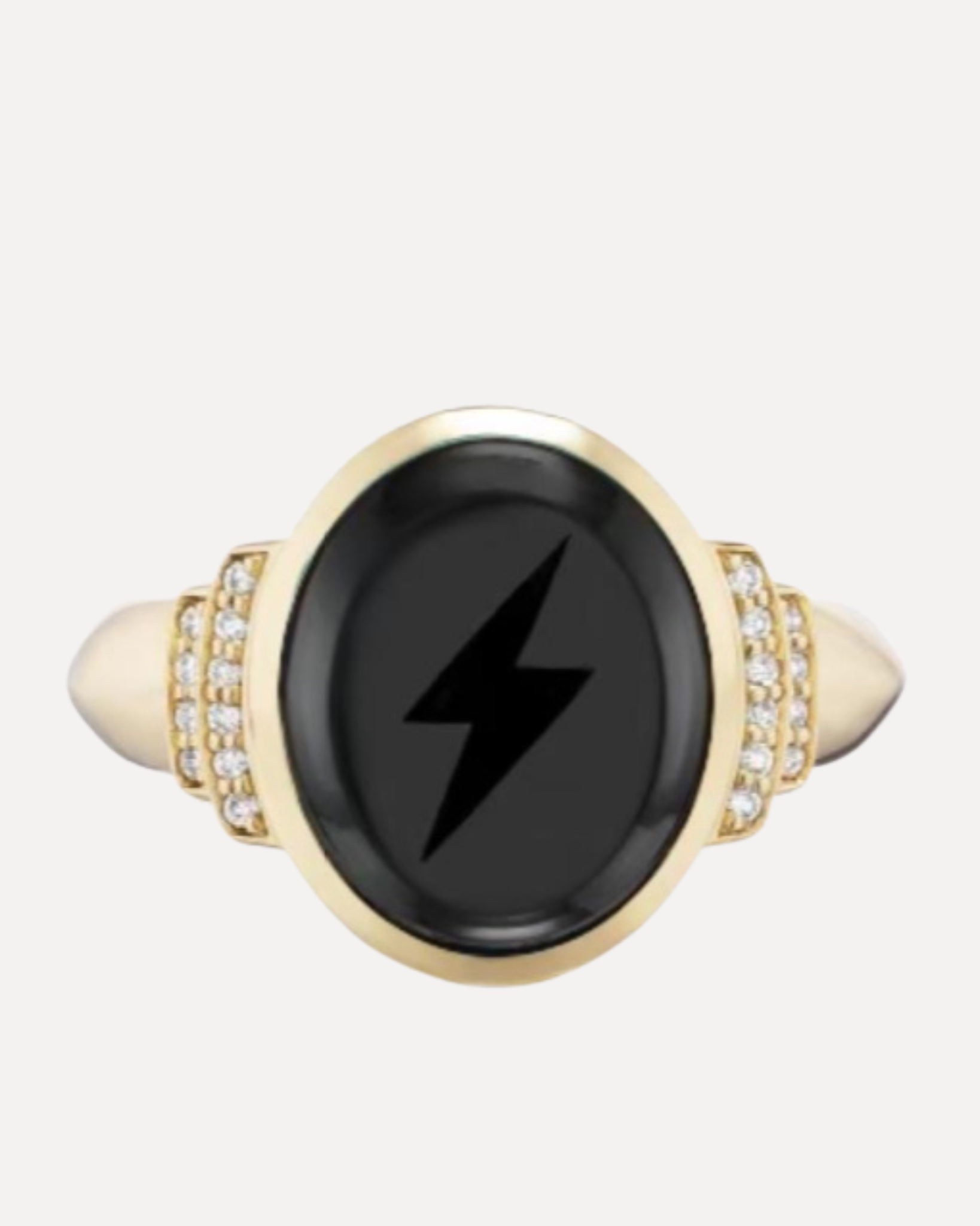 Lightning Bolt Signet Ring - Black Onyx