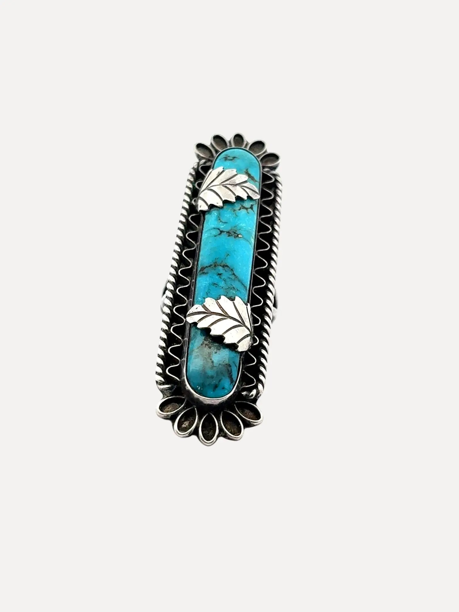 Long Turquoise Ring by Betty Chaco Long Turquoise Ring by Betty Chaco Native American Collection Native American Collection  Squash Blossom Vail