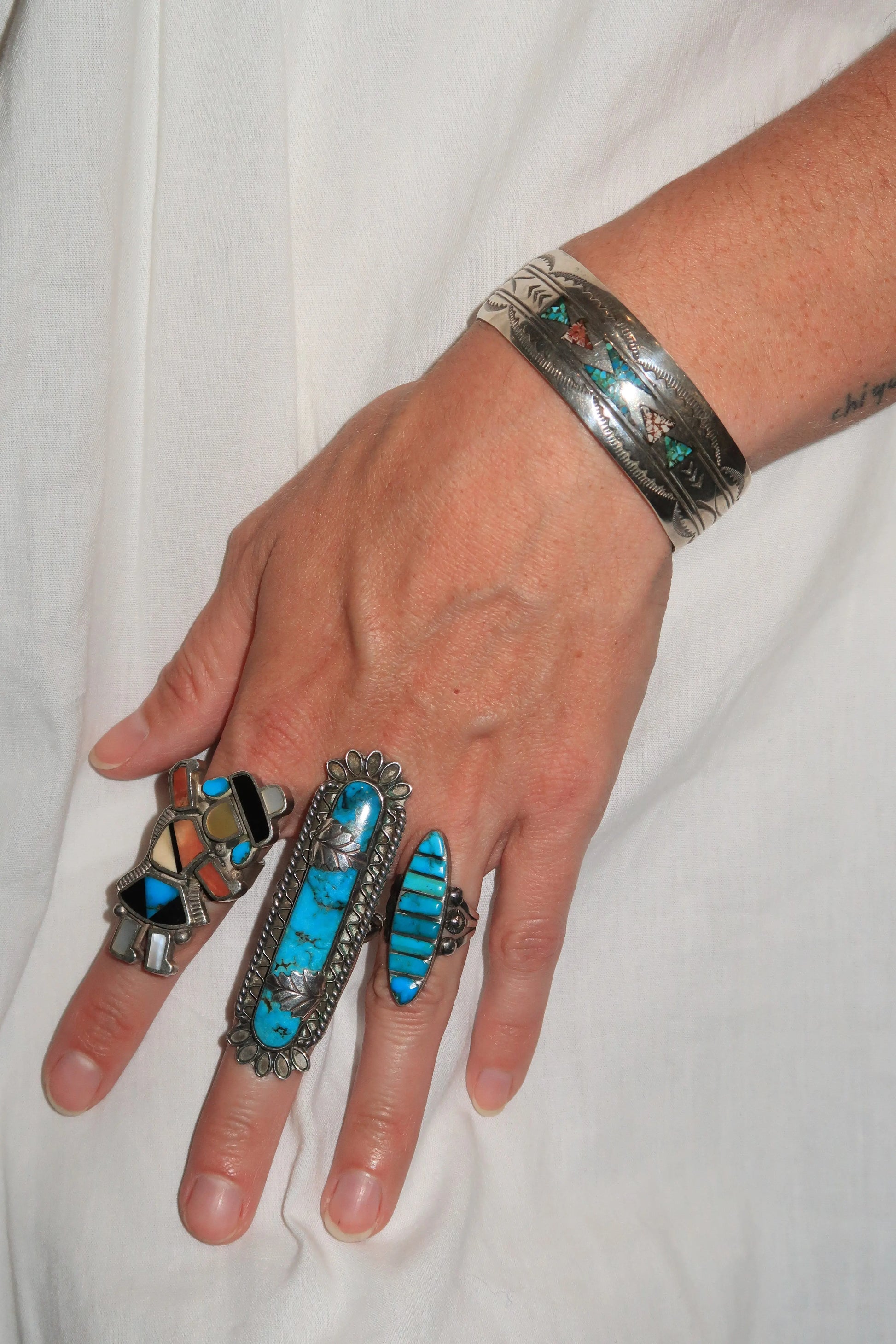 Long Turquoise Ring by Betty Chaco Long Turquoise Ring by Betty Chaco Native American Collection Native American Collection  Squash Blossom Vail