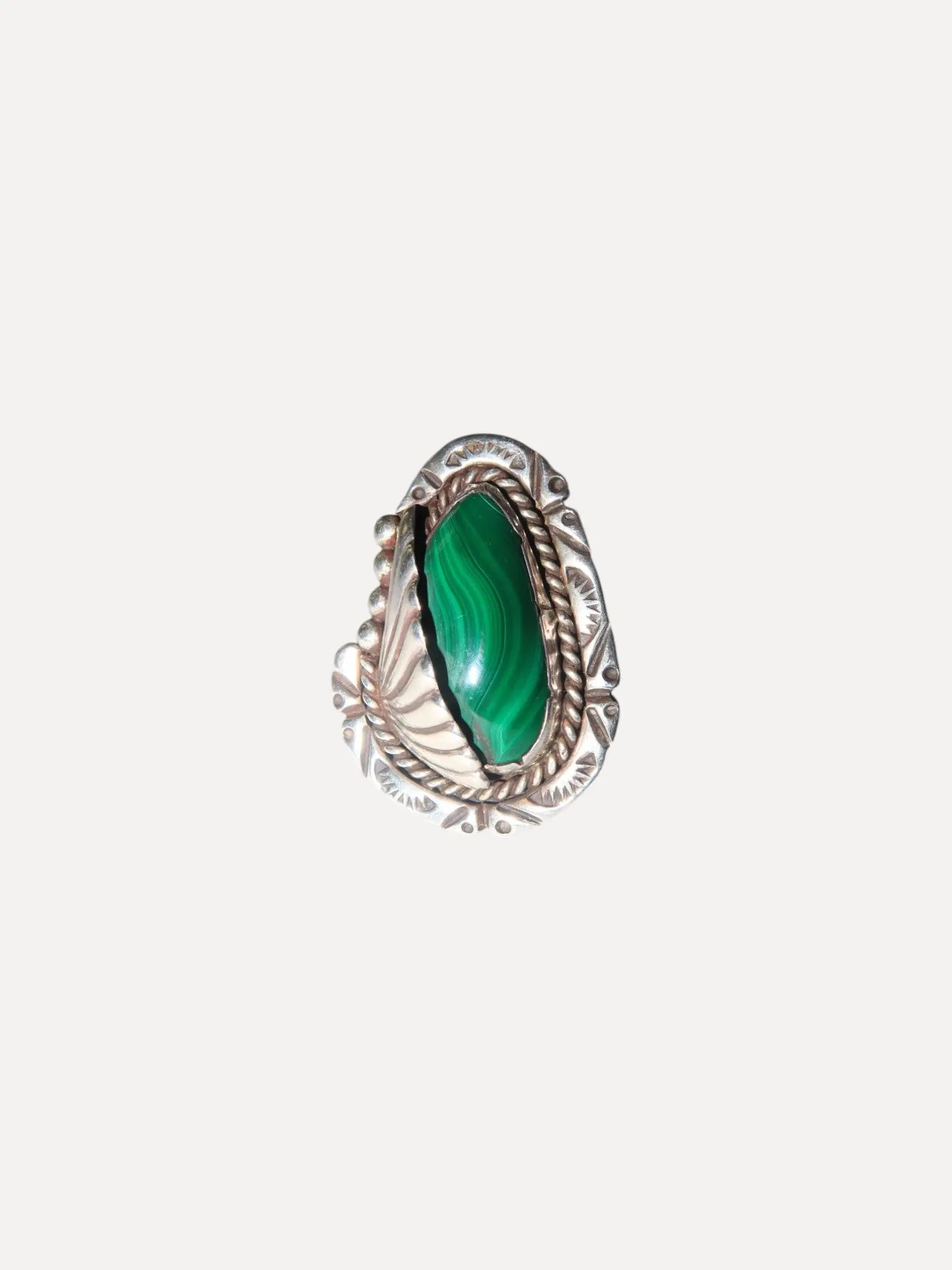 Malachite Stamped Ring Malachite Stamped Ring Native American Collection Native American Collection  Squash Blossom Vail