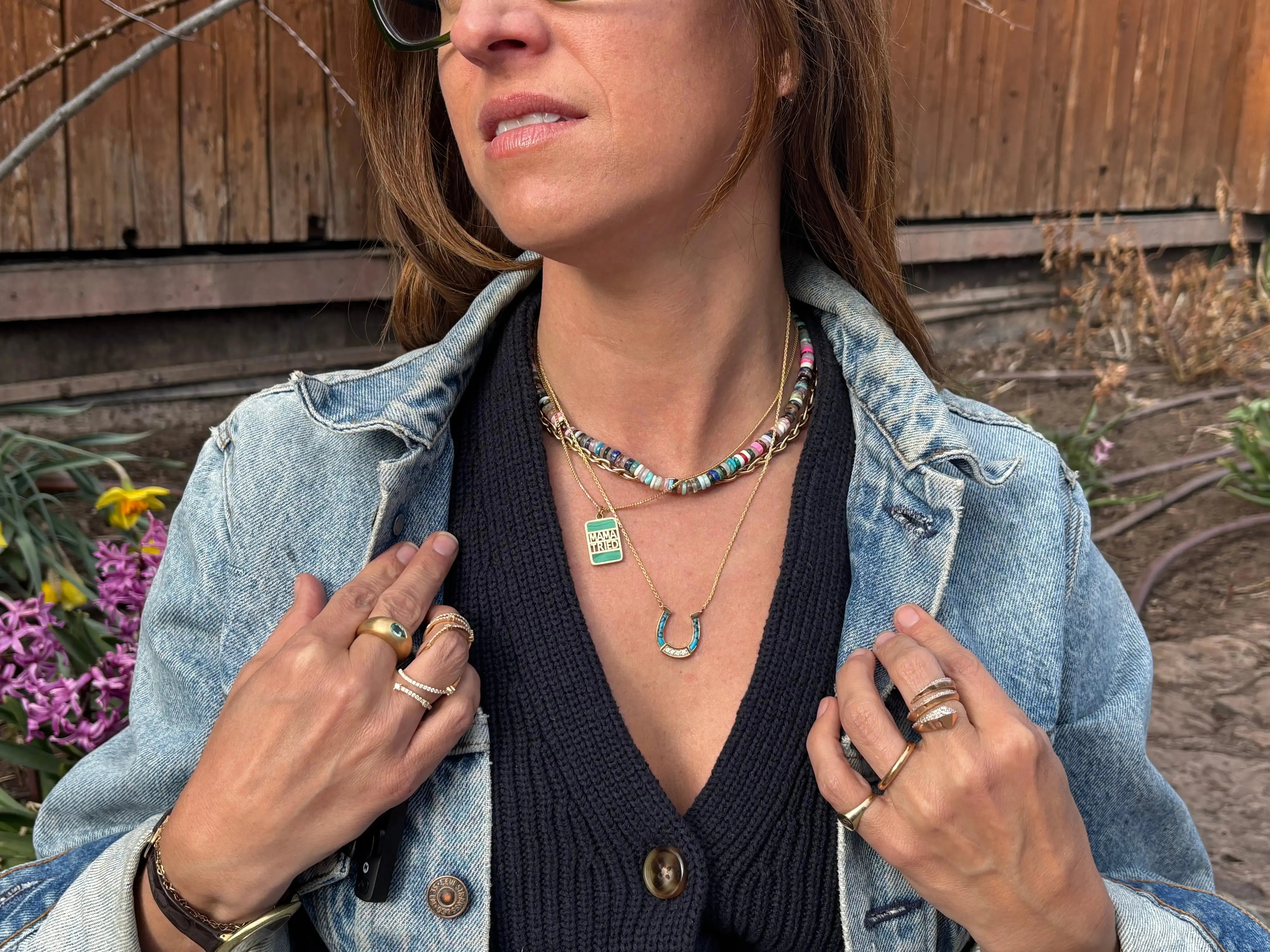 Mama Tried Malachite Pendant and Chain Mama Tried Malachite Pendant and Chain Established Jewelry Established Jewelry  Squash Blossom Vail