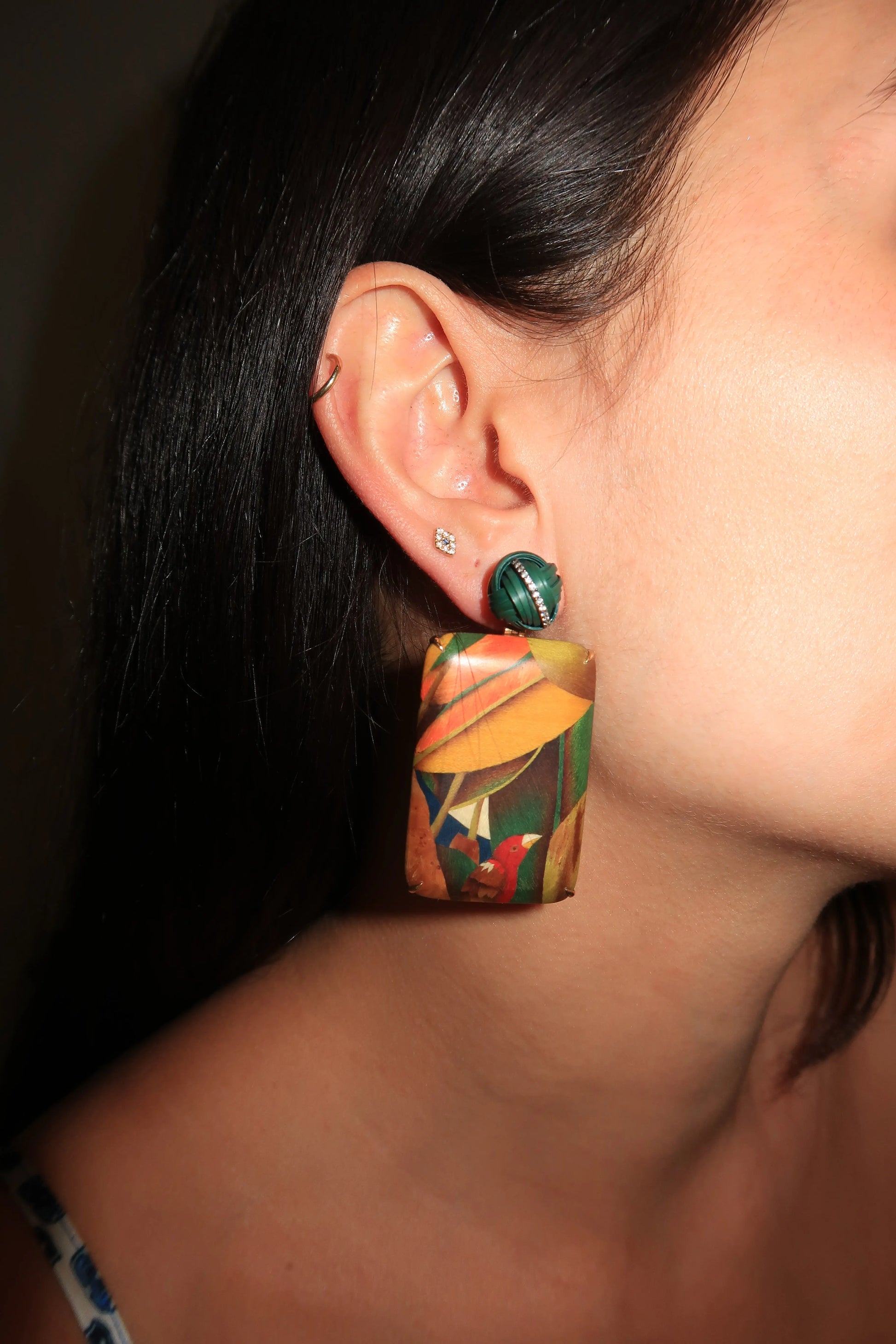 Marquetry Bamboo Earrings Marquetry Bamboo Earrings Silvia Furmanovich Silvia Furmanovich  Squash Blossom Vail