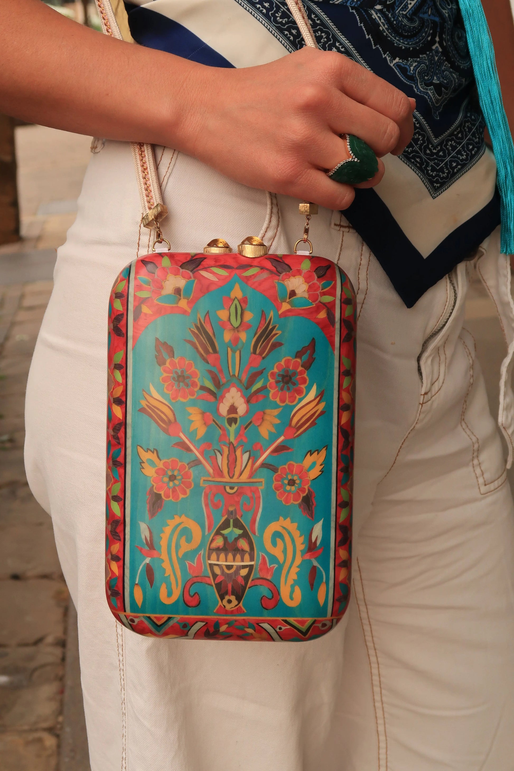 Marquetry Indian Print Bag Marquetry Indian Print Bag Silvia Furmanovich Silvia Furmanovich  Squash Blossom Vail