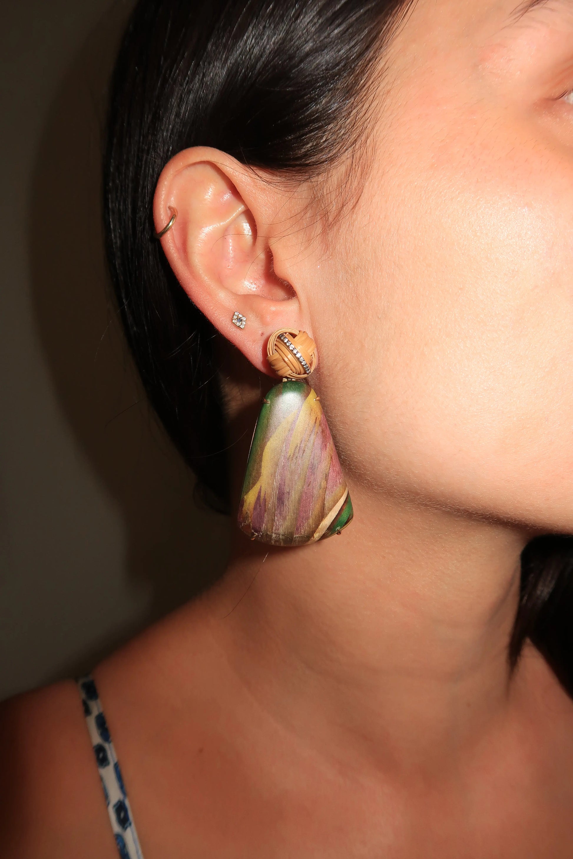 Marquetry Leaf Pattern Earrings Marquetry Leaf Pattern Earrings Silvia Furmanovich Silvia Furmanovich  Squash Blossom Vail