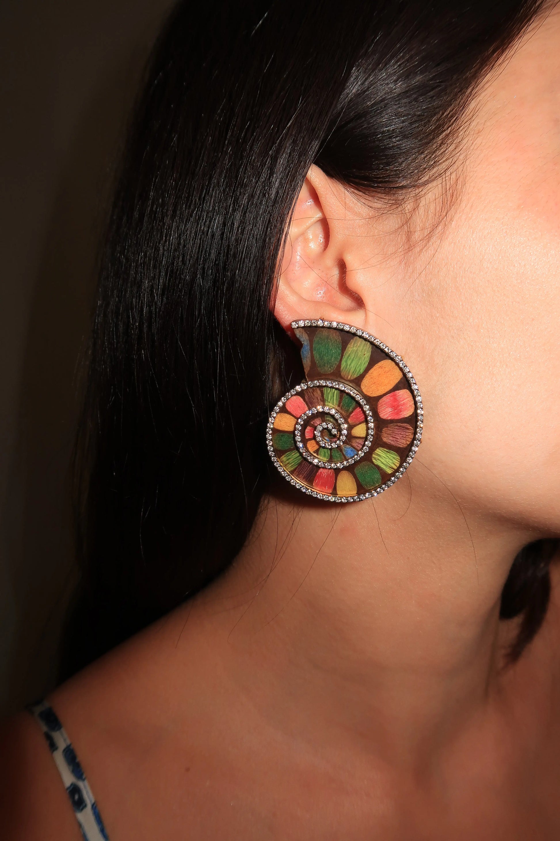 Marquetry Shell Pattern Earrings with Diamonds Marquetry Shell Pattern Earrings with Diamonds Silvia Furmanovich Silvia Furmanovich  Squash Blossom Vail