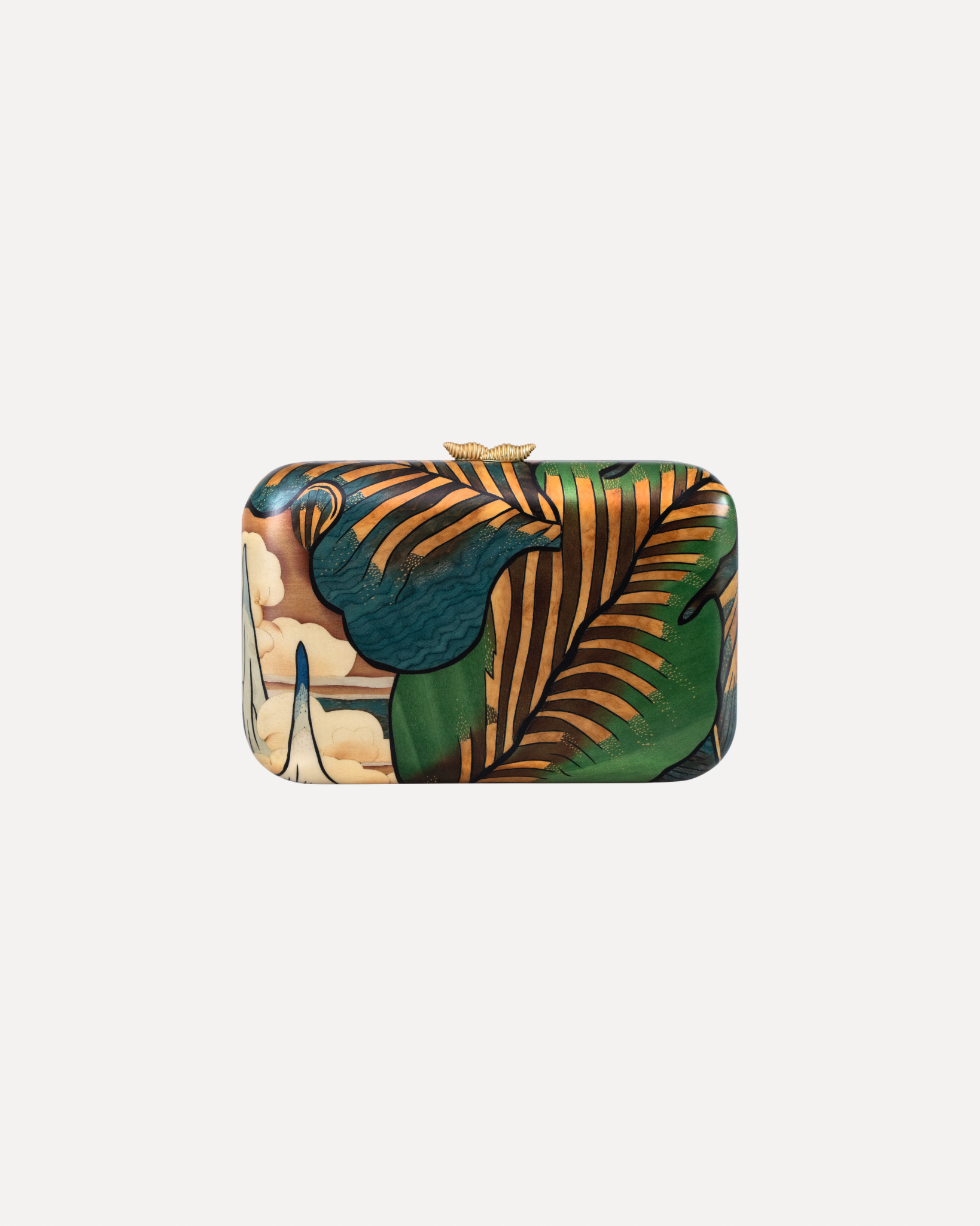 Marquetry Tibetan Print Clutch