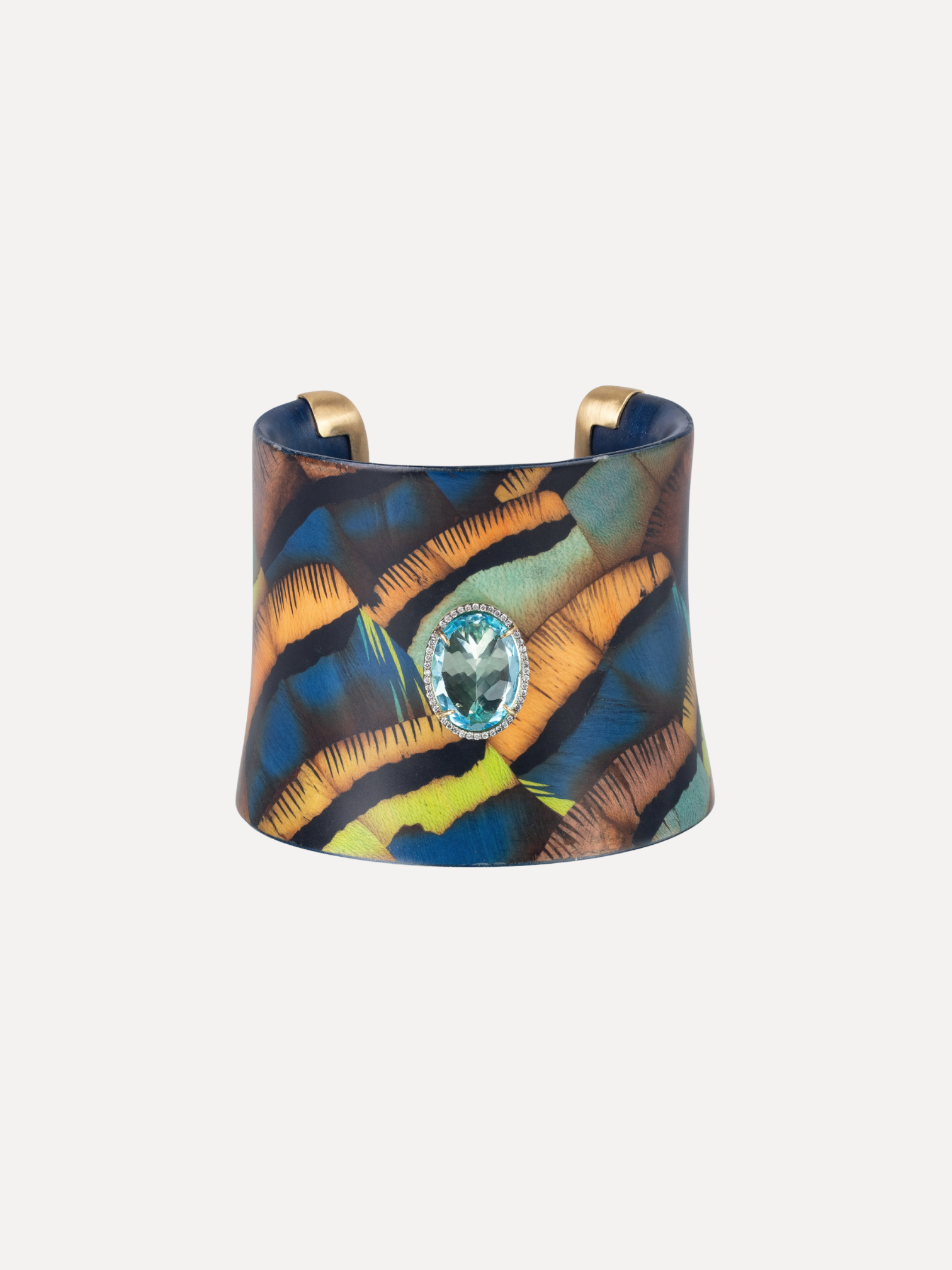 Marquetry Cuff with Sky Topaz and Diamonds