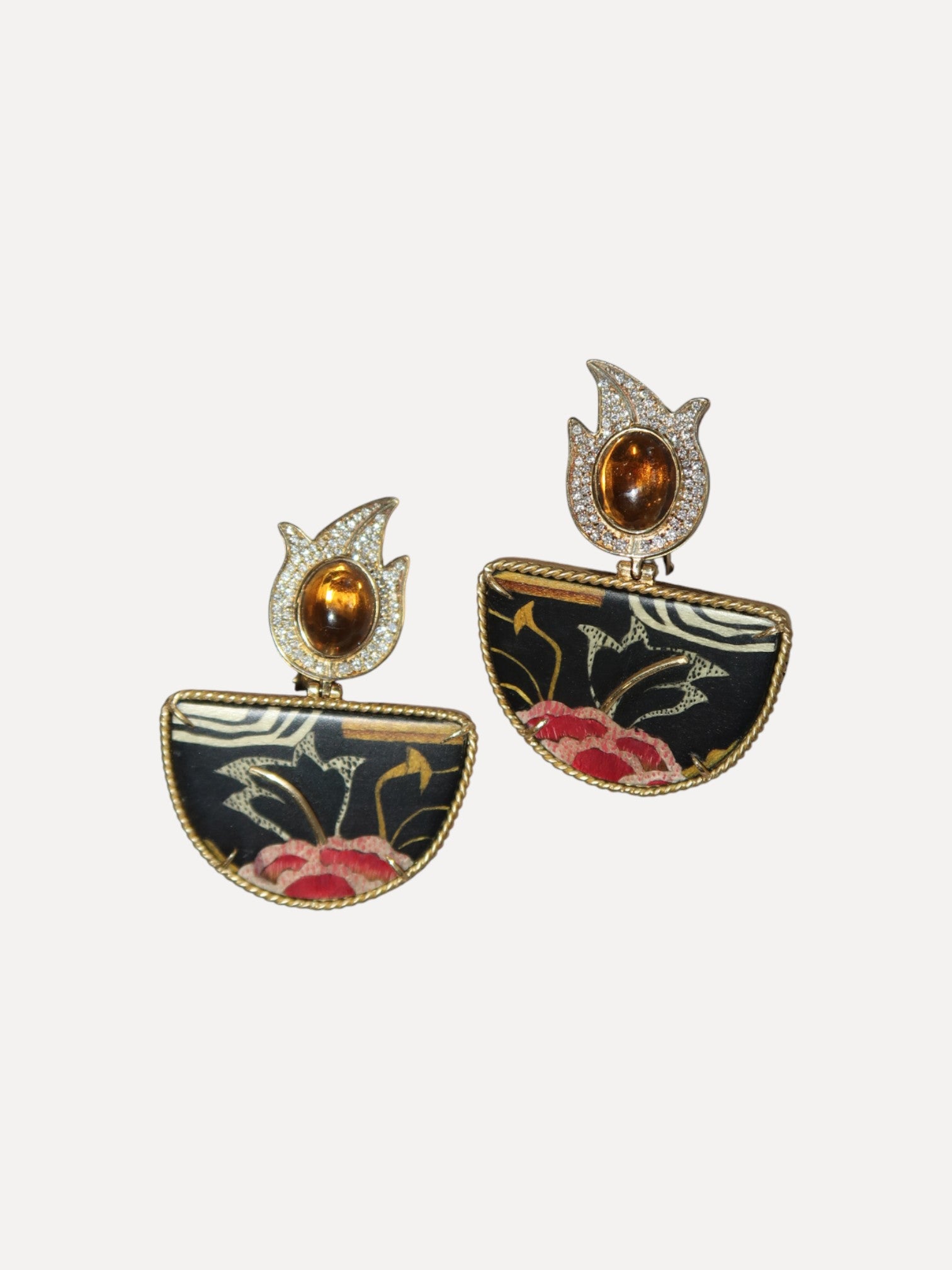 Marquetry earrings with halfmoon format Marquetry earrings with halfmoon format Silvia Furmanovich Silvia Furmanovich  Squash Blossom Vail