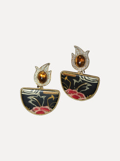Marquetry earrings with halfmoon format Marquetry earrings with halfmoon format Silvia Furmanovich Silvia Furmanovich  Squash Blossom Vail