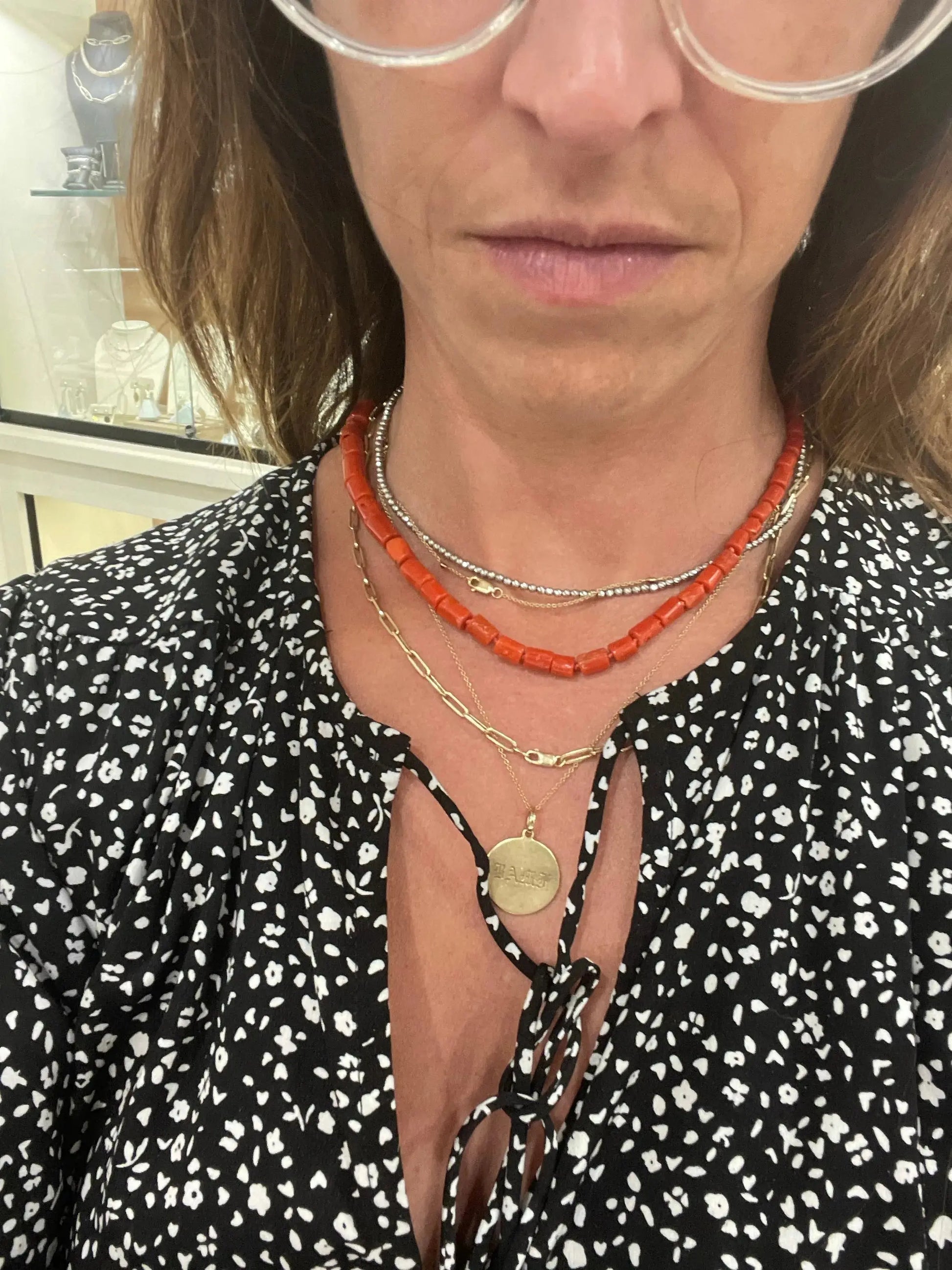 Mediterranean Red Coral Beads Male Vario Clasp - Squash Blossom Vail