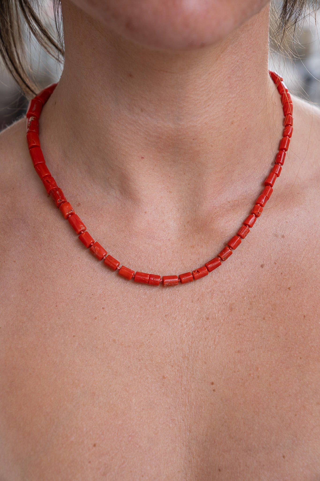 Mediterranean Red Coral Beads Male Vario Clasp - Squash Blossom Vail
