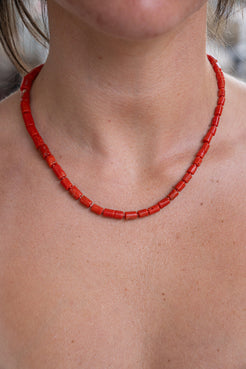 Mediterranean Red Coral Beads Male Vario Clasp - Squash Blossom Vail