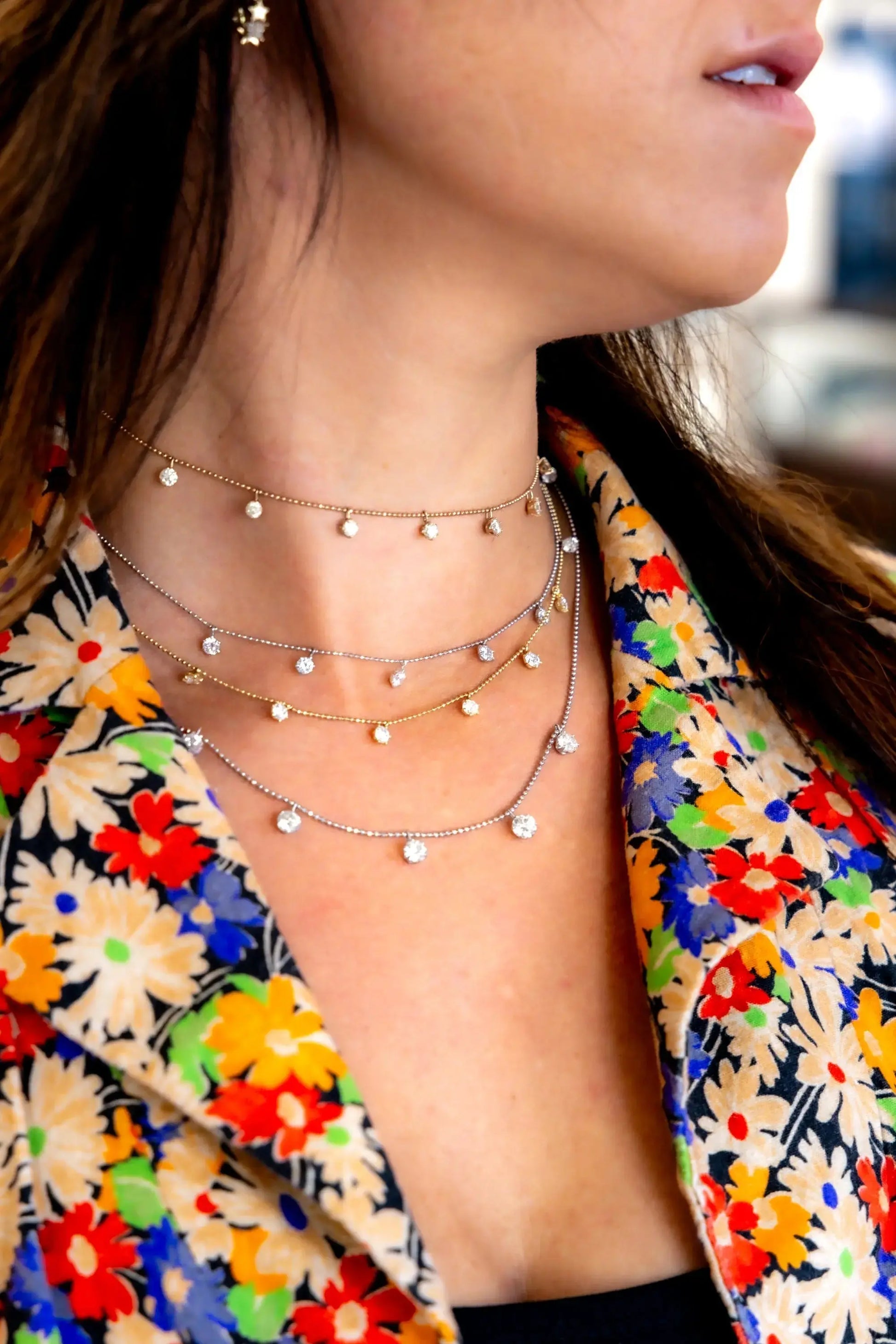 Medium Floating Diamond Necklace Medium Floating Diamond Necklace Graziela Gems Graziela Gems  Squash Blossom Vail