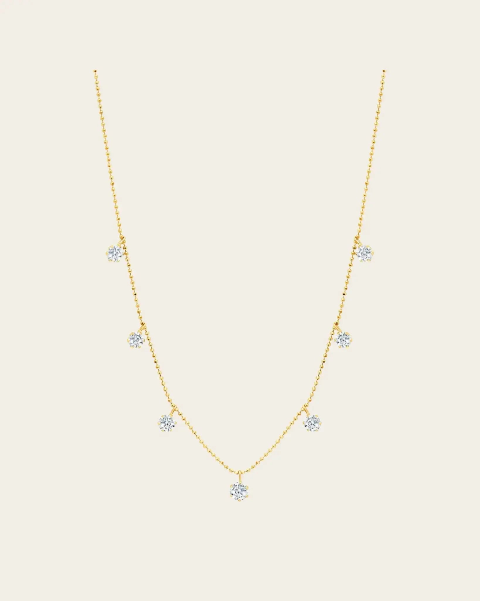 Medium Floating Diamond Necklace Medium Floating Diamond Necklace Graziela Gems Graziela Gems Yellow-Gold Squash Blossom Vail