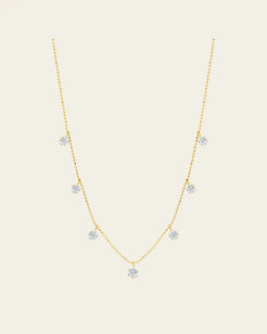 Medium Floating Diamond Necklace Medium Floating Diamond Necklace Graziela Gems Graziela Gems Yellow-Gold Squash Blossom Vail