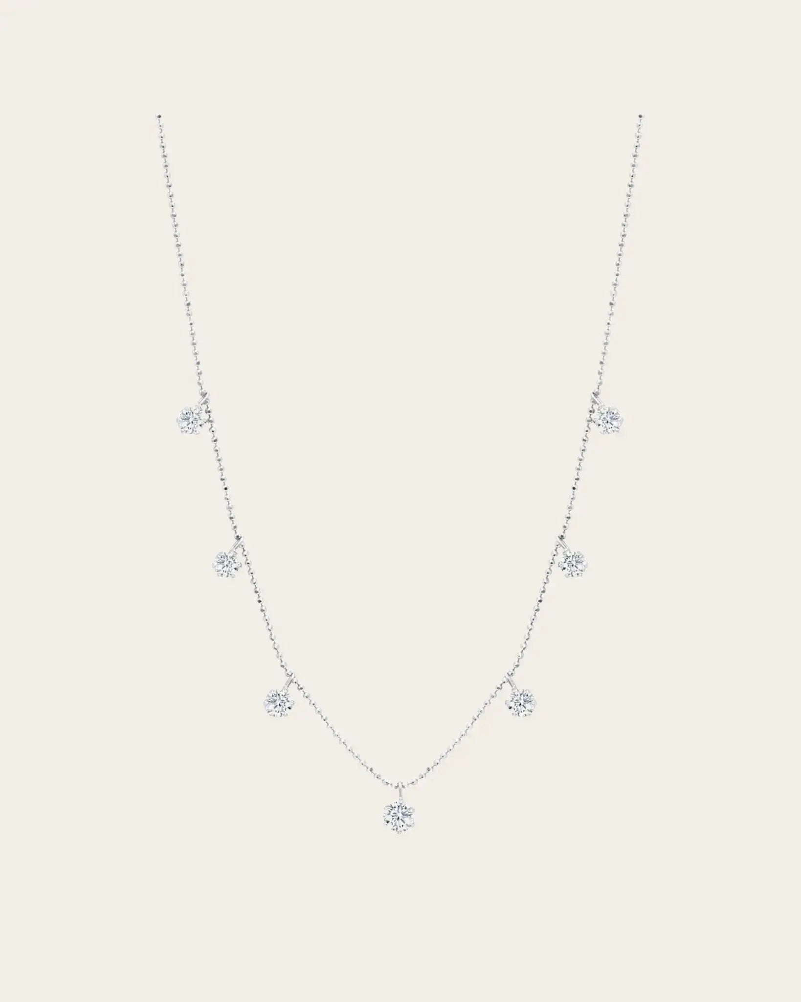 Medium Floating Diamond Necklace Medium Floating Diamond Necklace Graziela Gems Graziela Gems White-Gold Squash Blossom Vail