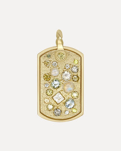 Medium Tag with Moonstone, Aquamarine and Sapphires Medium Tag with Moonstone, Aquamarine and Sapphires Miles McNeel Miles McNeel  Squash Blossom Vail