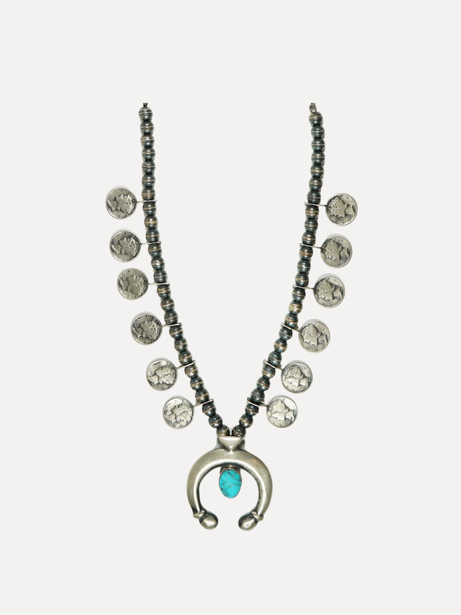 Mercury Dime Squash Blossom Necklace