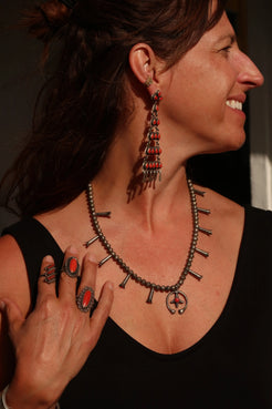 Mini Coral Naja Squash Blossom Necklace Mini Coral Naja Squash Blossom Necklace Native American Collection Native American Collection  Squash Blossom Vail