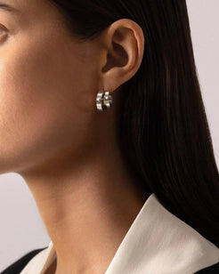 Monday Morning Double Diamond Hoops - White Gold Monday Morning Double Diamond Hoops - White Gold Nouvel Heritage Nouvel Heritage  Squash Blossom Vail