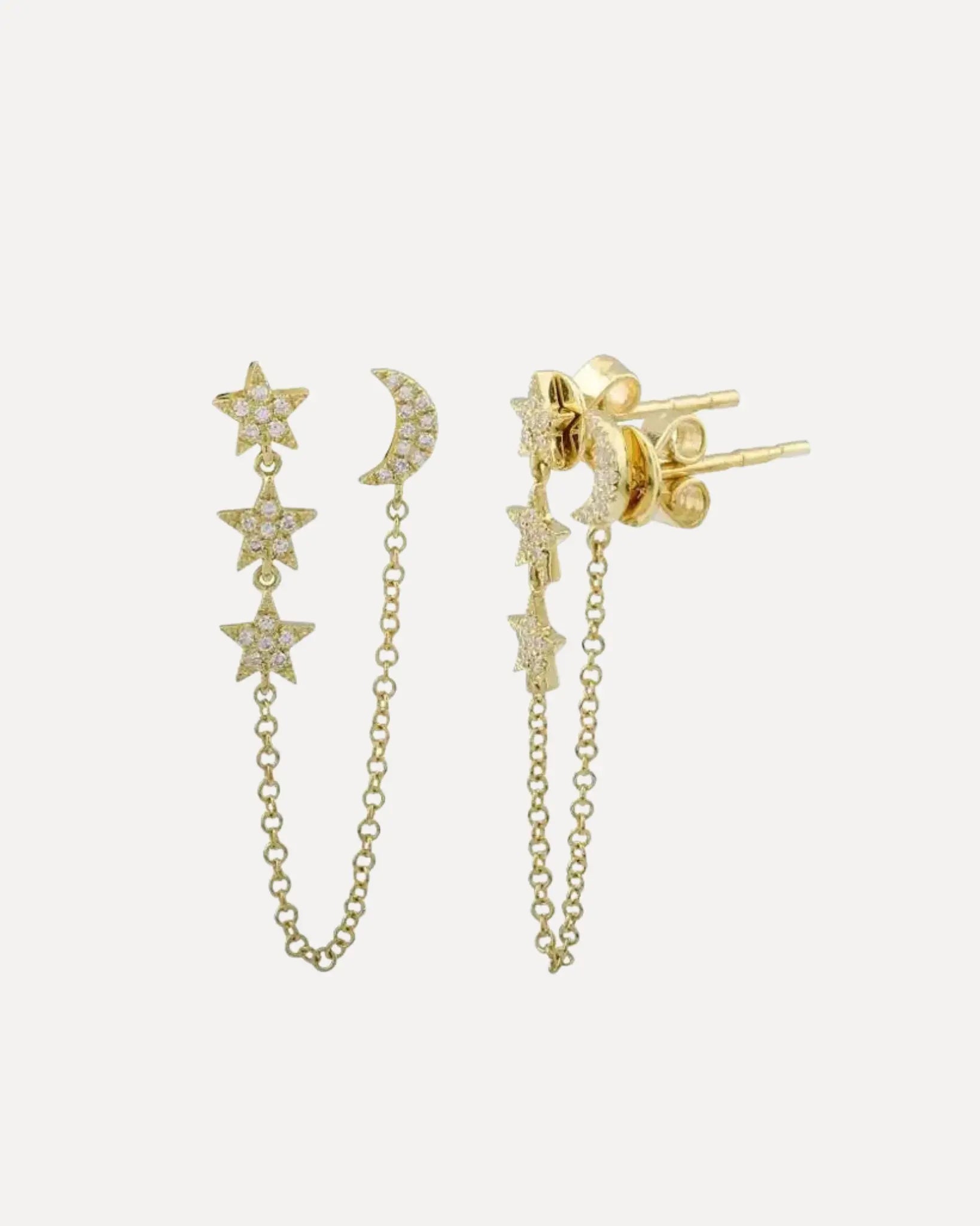 Moon & Star Double Stud Diamond Earrings Moon & Star Double Stud Diamond Earrings Squash Blossom Collection Squash Blossom Collection  Squash Blossom Vail