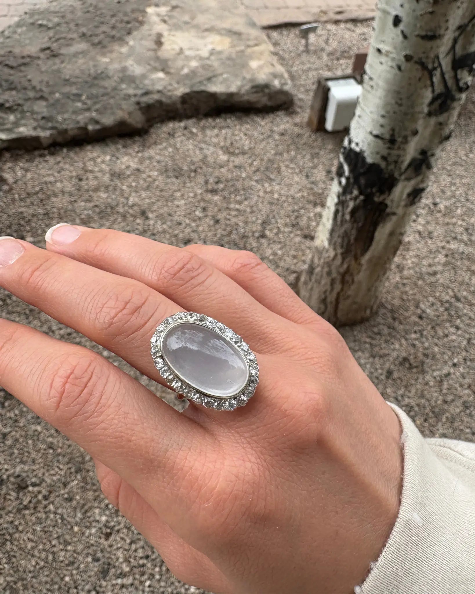 Moonstone and Diamond Ring Moonstone and Diamond Ring Vintage at the Squash Blossom Vintage at the Squash Blossom  Squash Blossom Vail