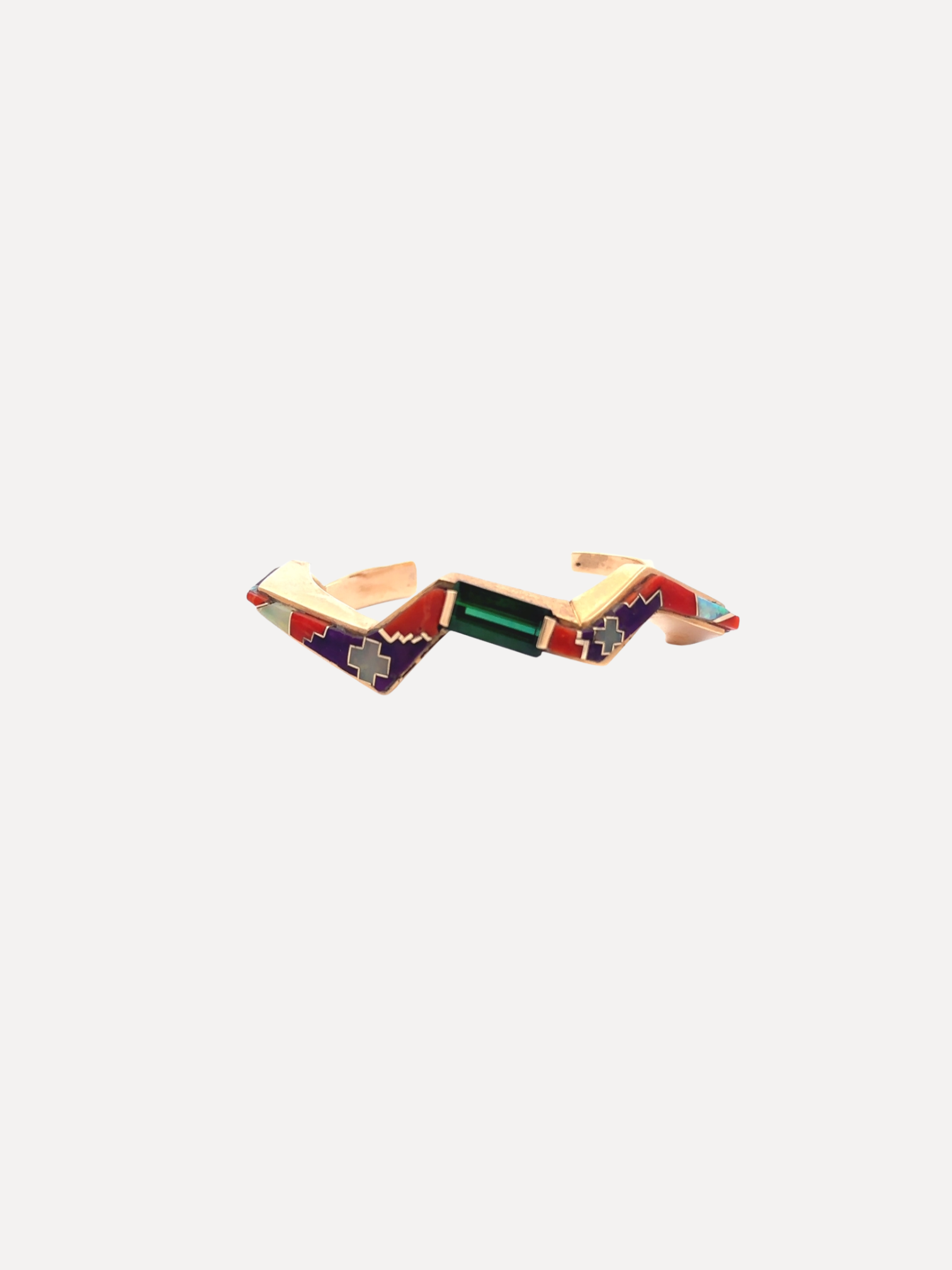 Rare Native American Danny Romero  Tourmaline Inlay Cuff