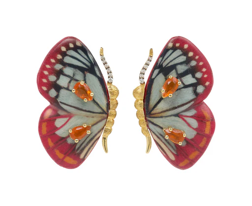 OOAK Opal butterfly earrings