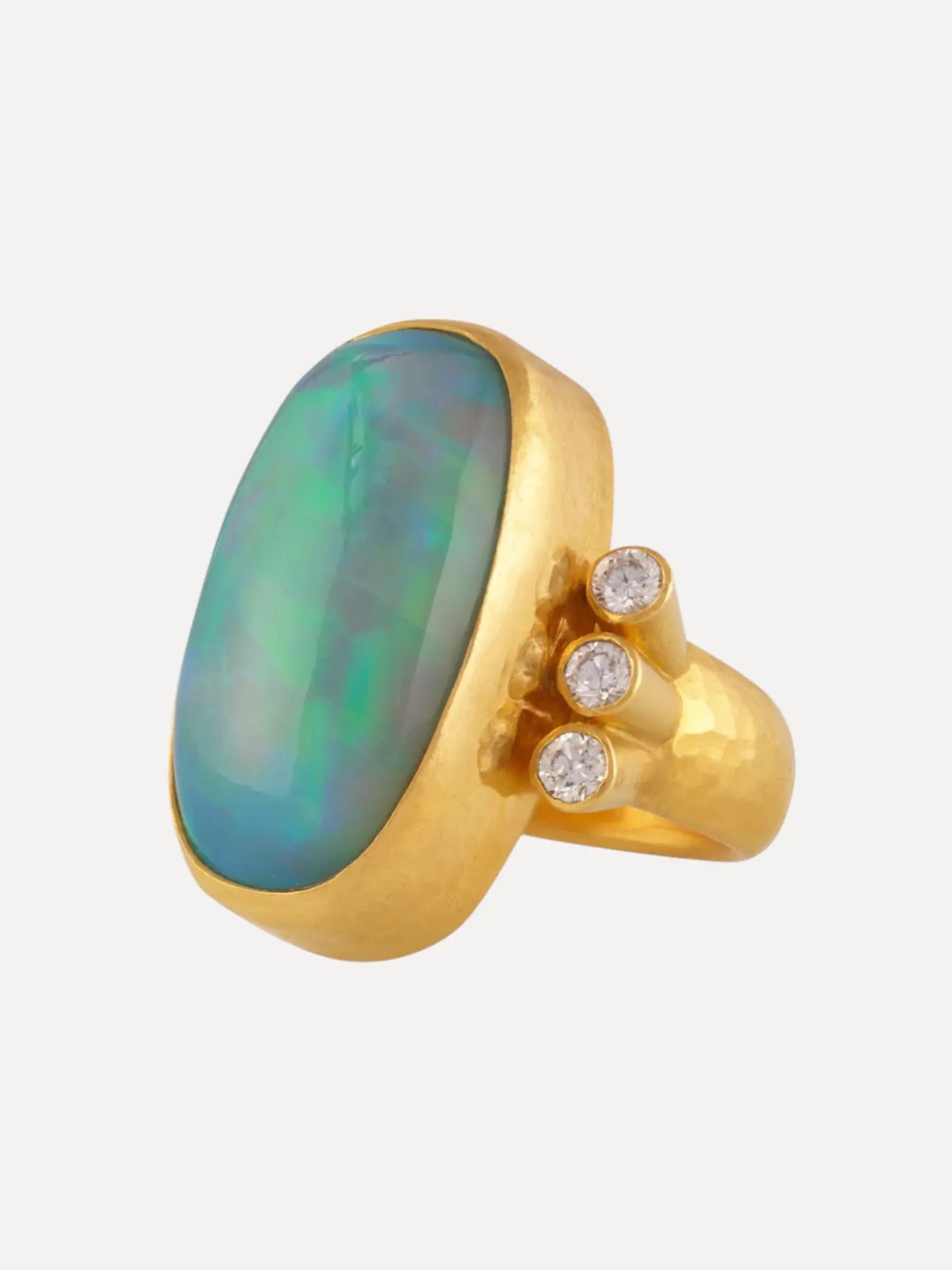OOAK Opal Ring 24K, 28x16mm oval cabochon Ethiopian opal OOAK Opal Ring 24K, 28x16mm oval cabochon Ethiopian opal Gurhan Gurhan  Squash Blossom Vail