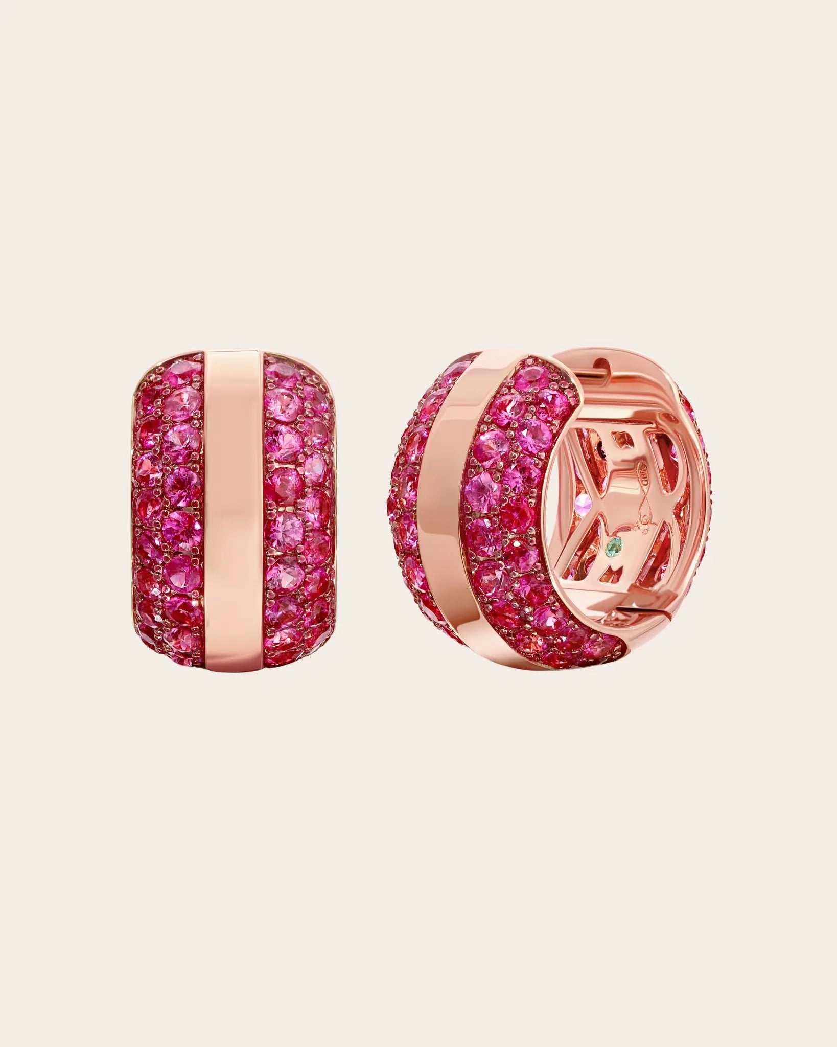 OURO PINK SAPPHIRE HOOP EARRINGS OURO PINK SAPPHIRE HOOP EARRINGS Graziela Gems Graziela Gems  Squash Blossom Vail