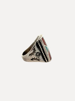 Old Chip Inlay Ring Old Chip Inlay Ring Native American Collection Native American Collection  Squash Blossom Vail