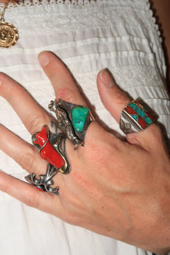 Old Chip Inlay Ring Old Chip Inlay Ring Native American Collection Native American Collection  Squash Blossom Vail