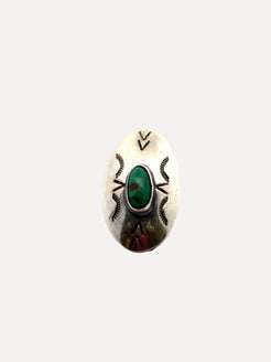Old Green Turquoise Navajo Ring Old Green Turquoise Navajo Ring Native American Collection Native American Collection  Squash Blossom Vail