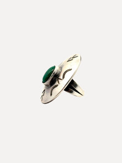 Old Green Turquoise Navajo Ring Old Green Turquoise Navajo Ring Native American Collection Native American Collection  Squash Blossom Vail