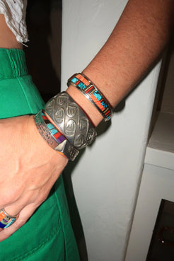 Old Hopi Cuff with domed top Old Hopi Cuff with domed top Native American Collection Native American Collection  Squash Blossom Vail