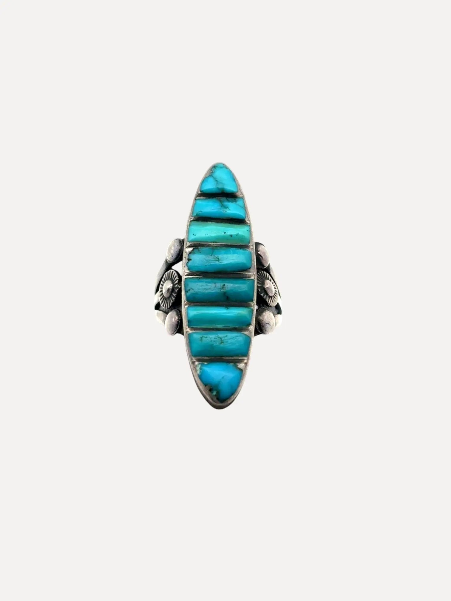 Old Relief Inlay Ring, Marquis shape Old Relief Inlay Ring, Marquis shape Native American Collection Native American Collection  Squash Blossom Vail