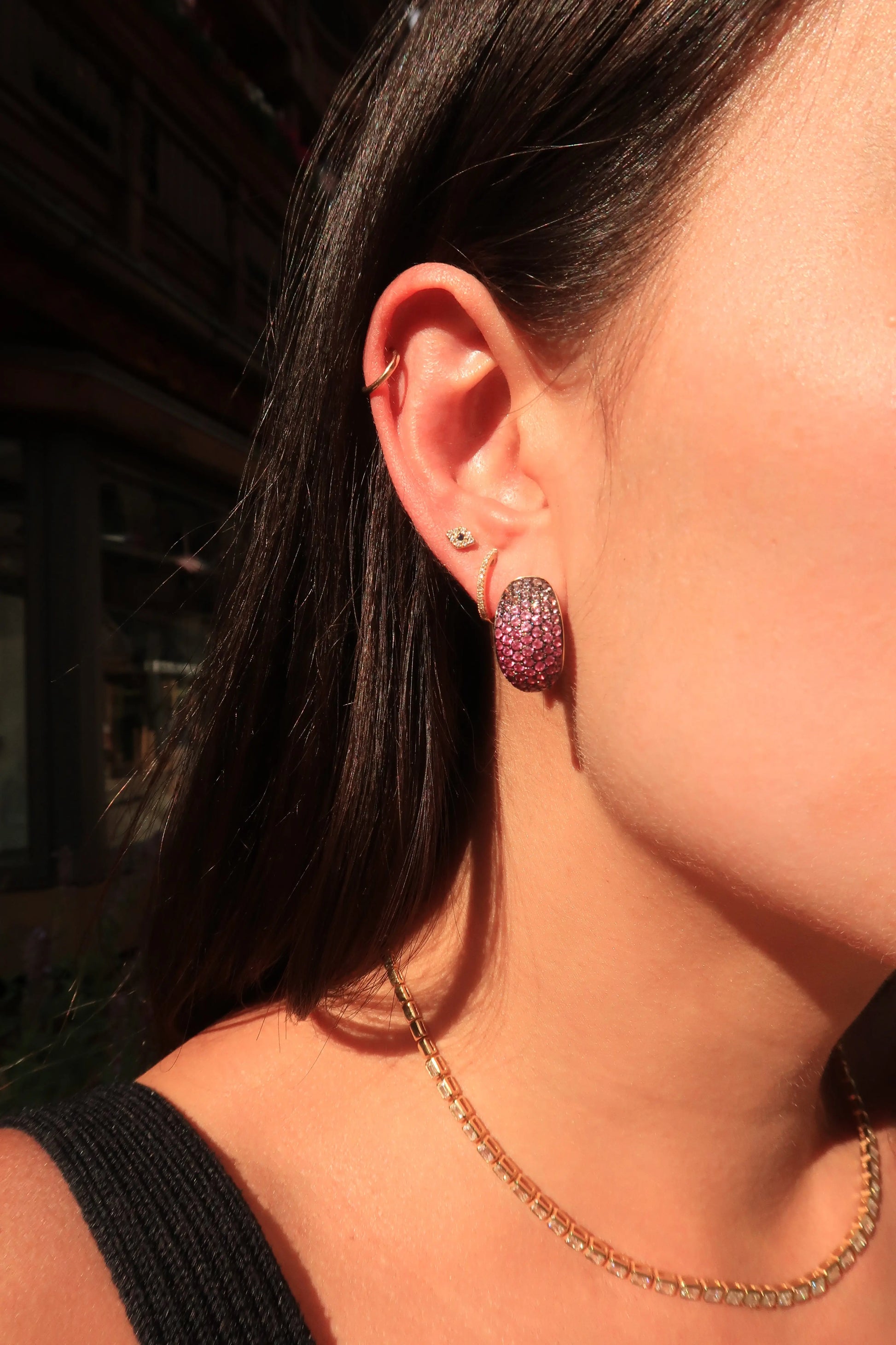 "Ombre" Pave Ombre Dome Huggie Earring "Ombre" Pave Ombre Dome Huggie Earring Ruchi New York Ruchi New York  Squash Blossom Vail