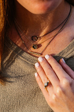 Chroma Double Stone Offset Sapphire and Diamond Ring - Squash Blossom Vail