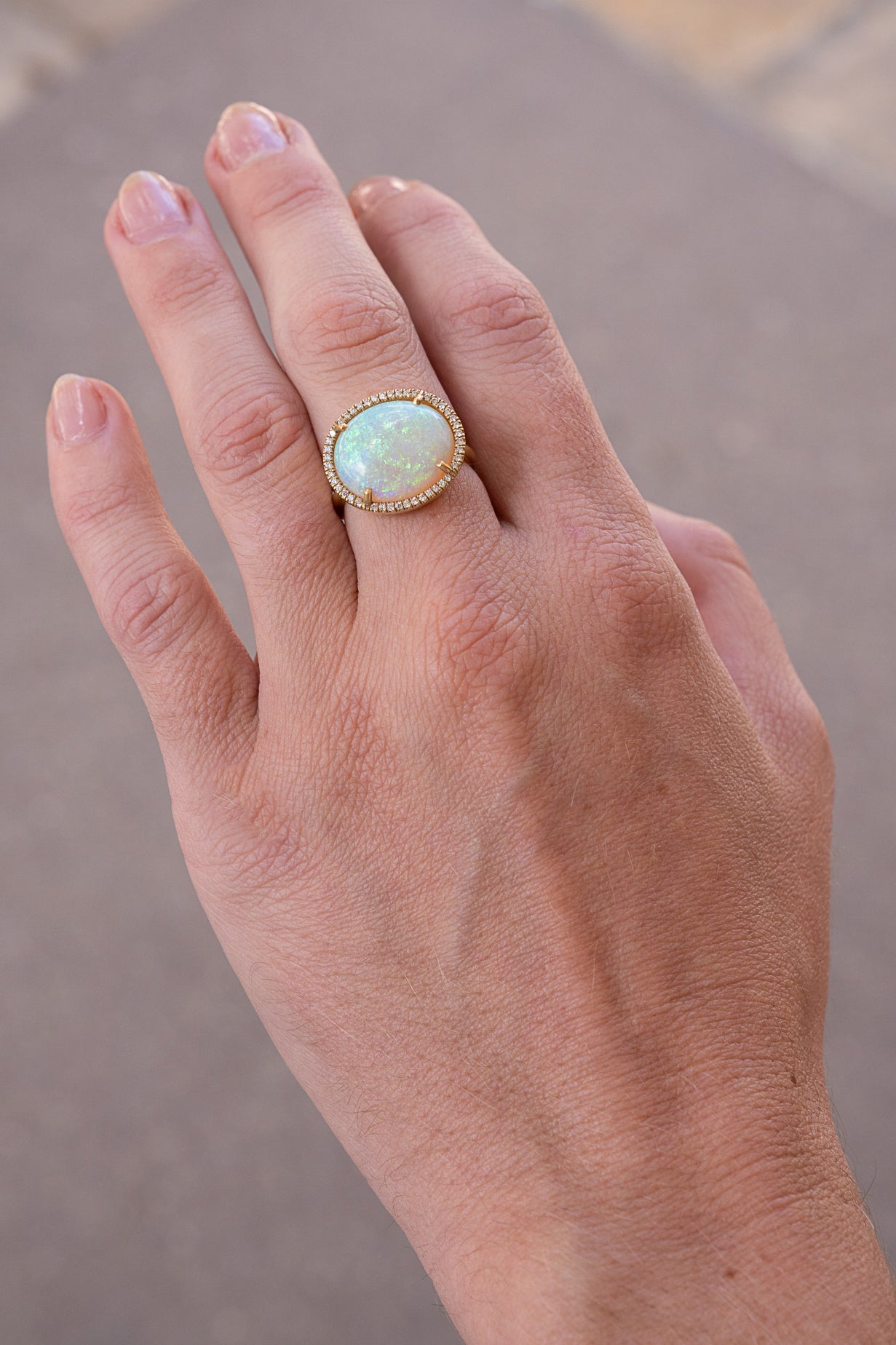 One of a Kind Opal Ring with Diamonds Yellow Gold Irene Neuwirth