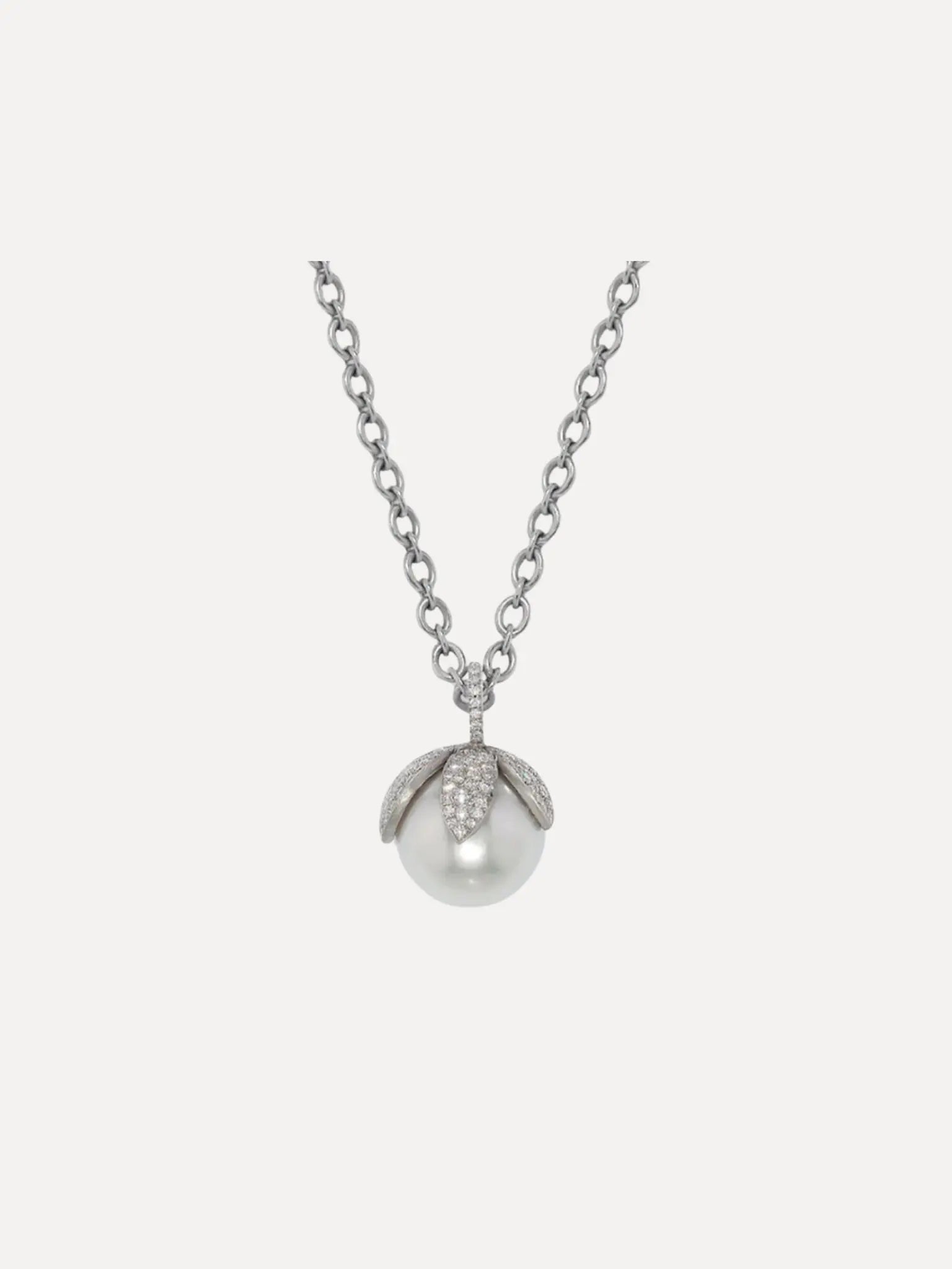 A white gold pearl & diamond necklace by Irene Neuwirth.