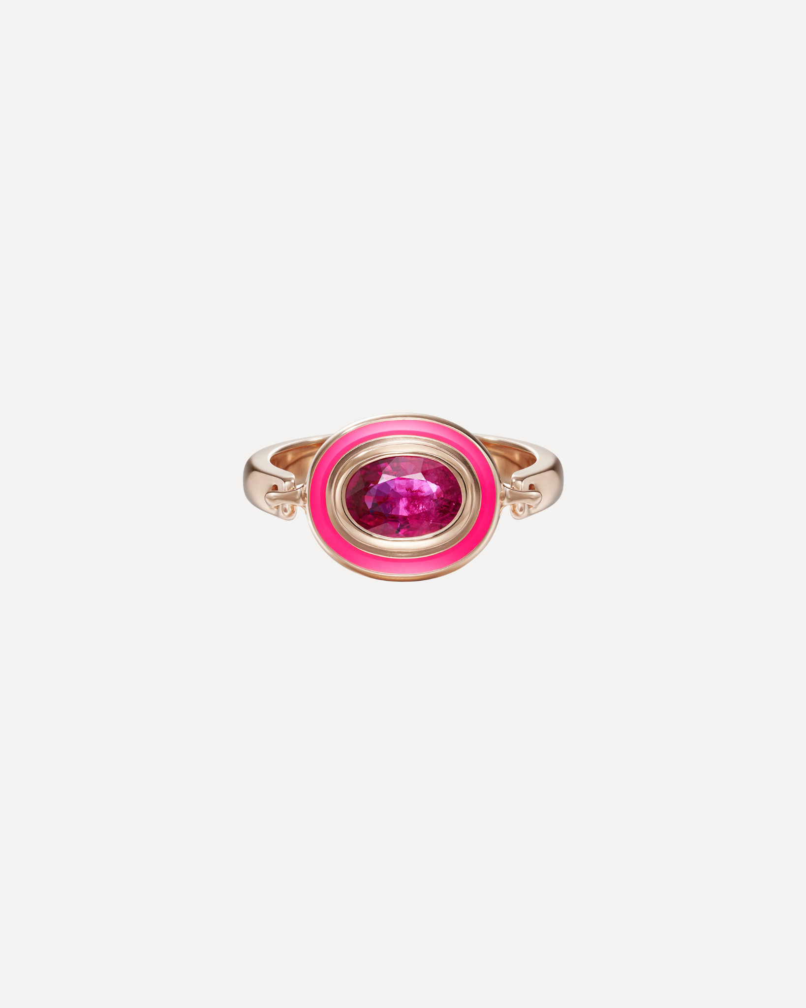 One-of-a-Kind Pinky Ruby and Neon Pink Enamel Pinky Ring