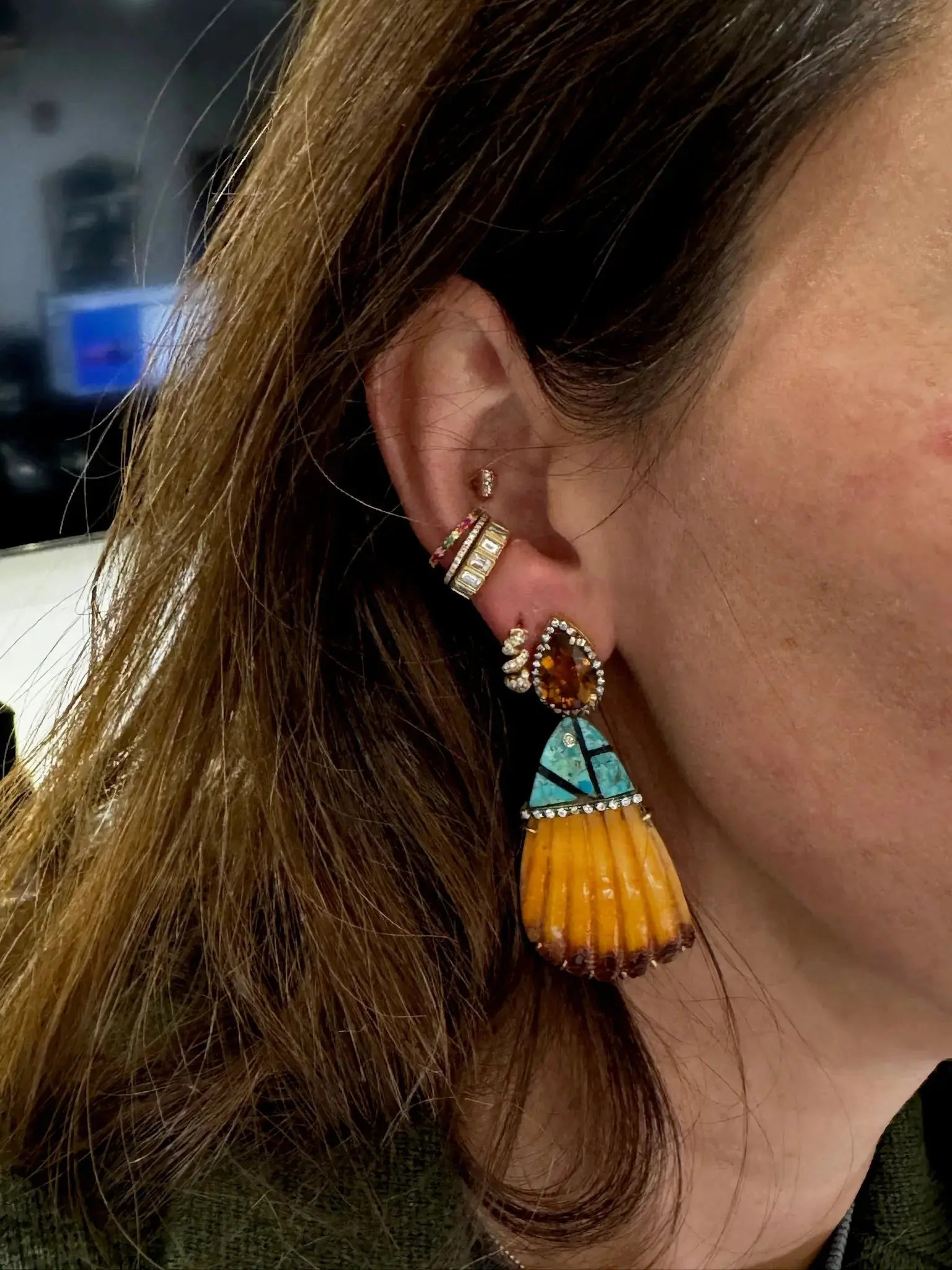 One-of-a-kind Shell Earrings One-of-a-kind Shell Earrings Silvia Furmanovich Silvia Furmanovich  Squash Blossom Vail