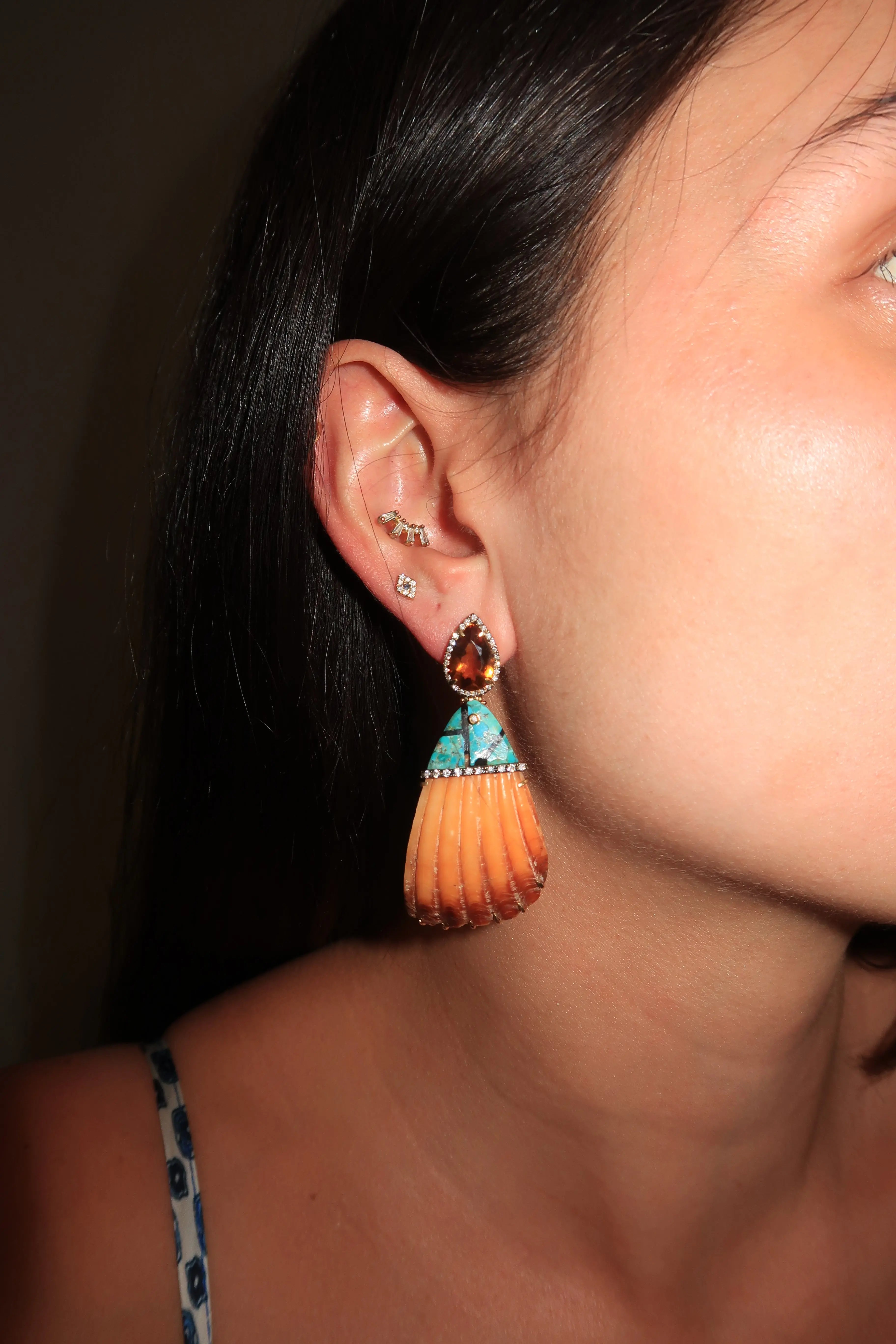 One-of-a-kind Shell Earrings One-of-a-kind Shell Earrings Silvia Furmanovich Silvia Furmanovich  Squash Blossom Vail