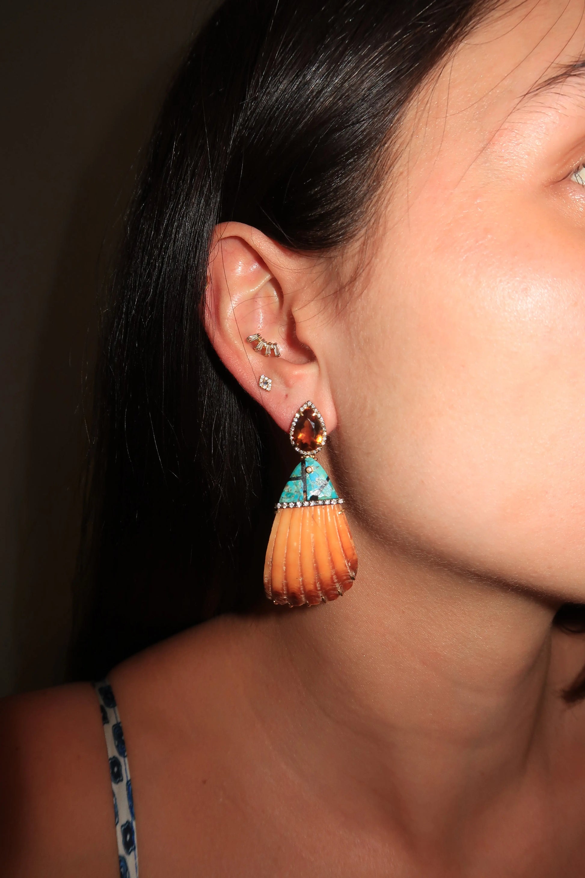 One-of-a-kind Shell Earrings One-of-a-kind Shell Earrings Silvia Furmanovich Silvia Furmanovich  Squash Blossom Vail