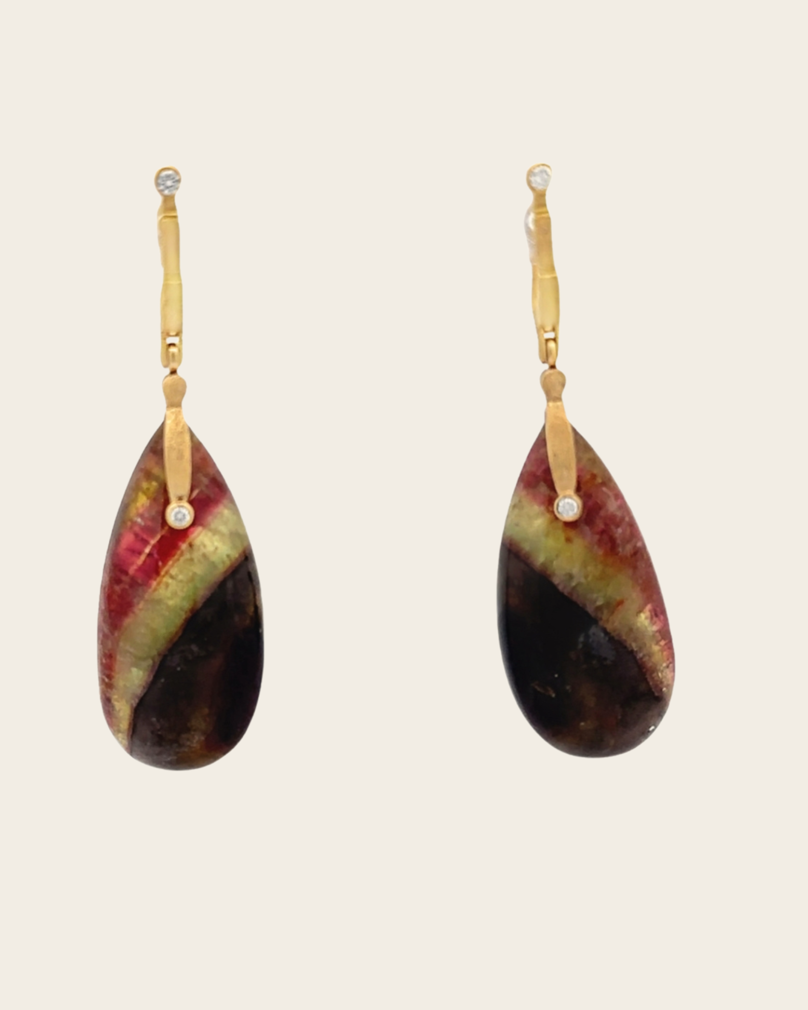 One-of-a-kind bi-color tourmaline drop earrings