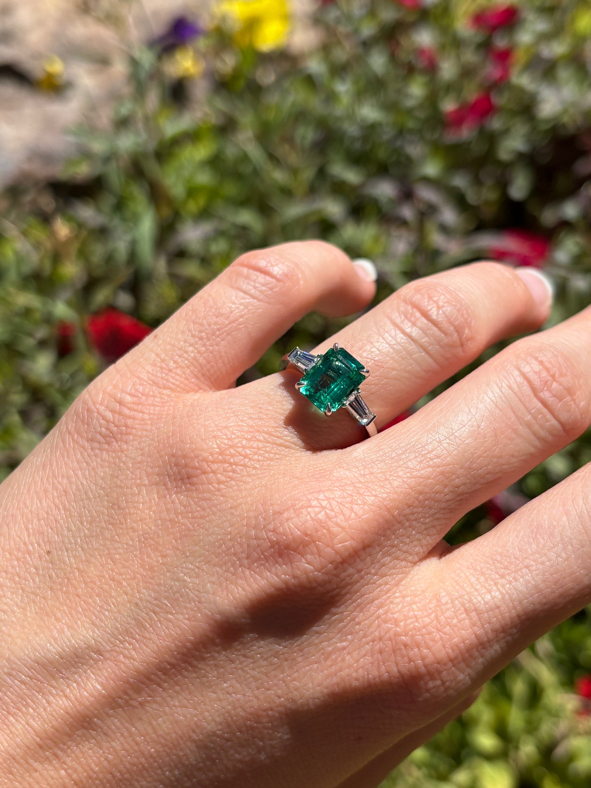 One of a Kind Emerald and Diamond Ring One of a Kind Emerald and Diamond Ring Bayco Bayco  Squash Blossom Vail
