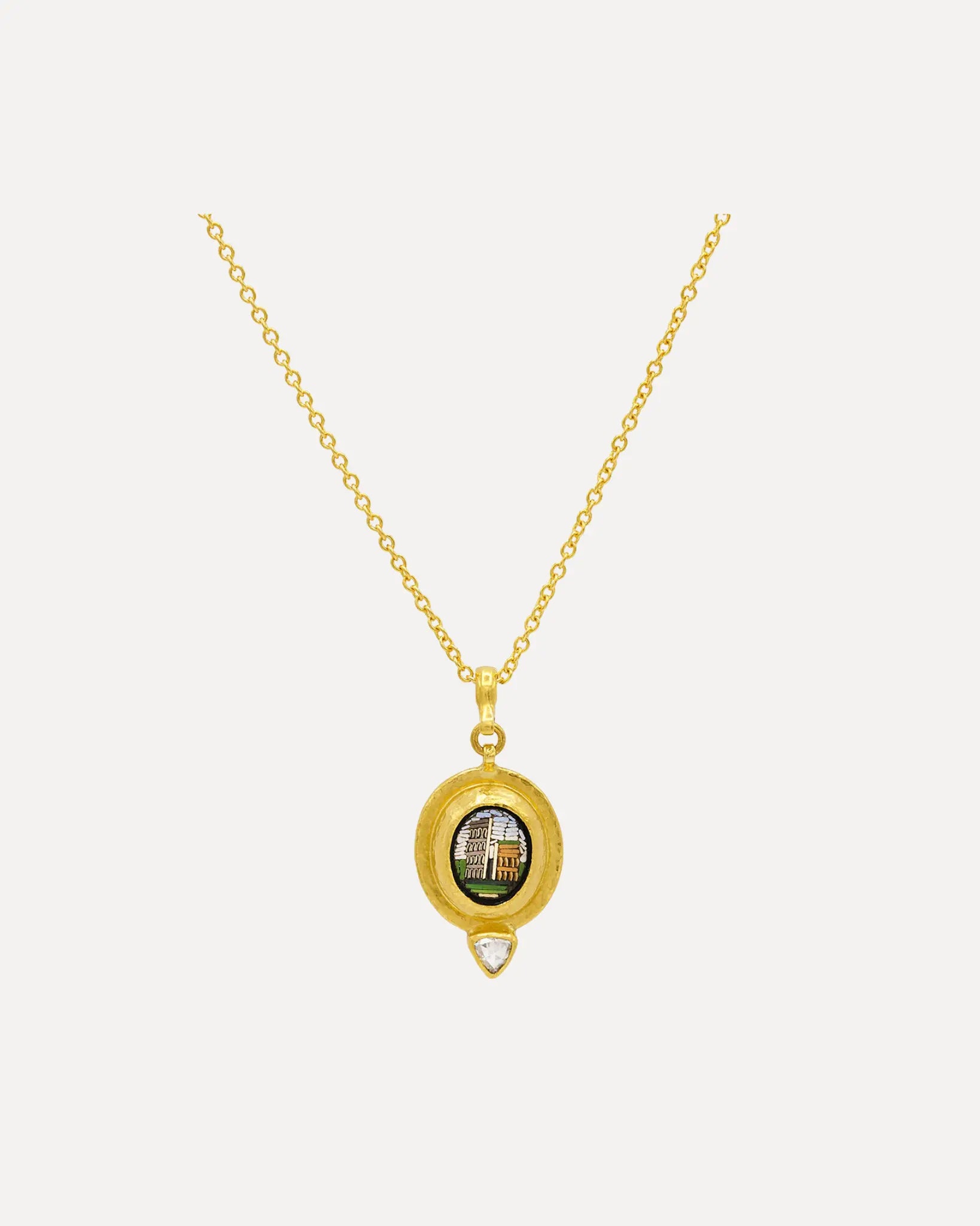 24K Victorian Micro Mosaic pendant, .17 dia, 22K chain, 18K detachable bake 24K Victorian Micro Mosaic pendant, .17 dia, 22K chain, 18K detachable bake Gurhan Gurhan  Squash Blossom Vail