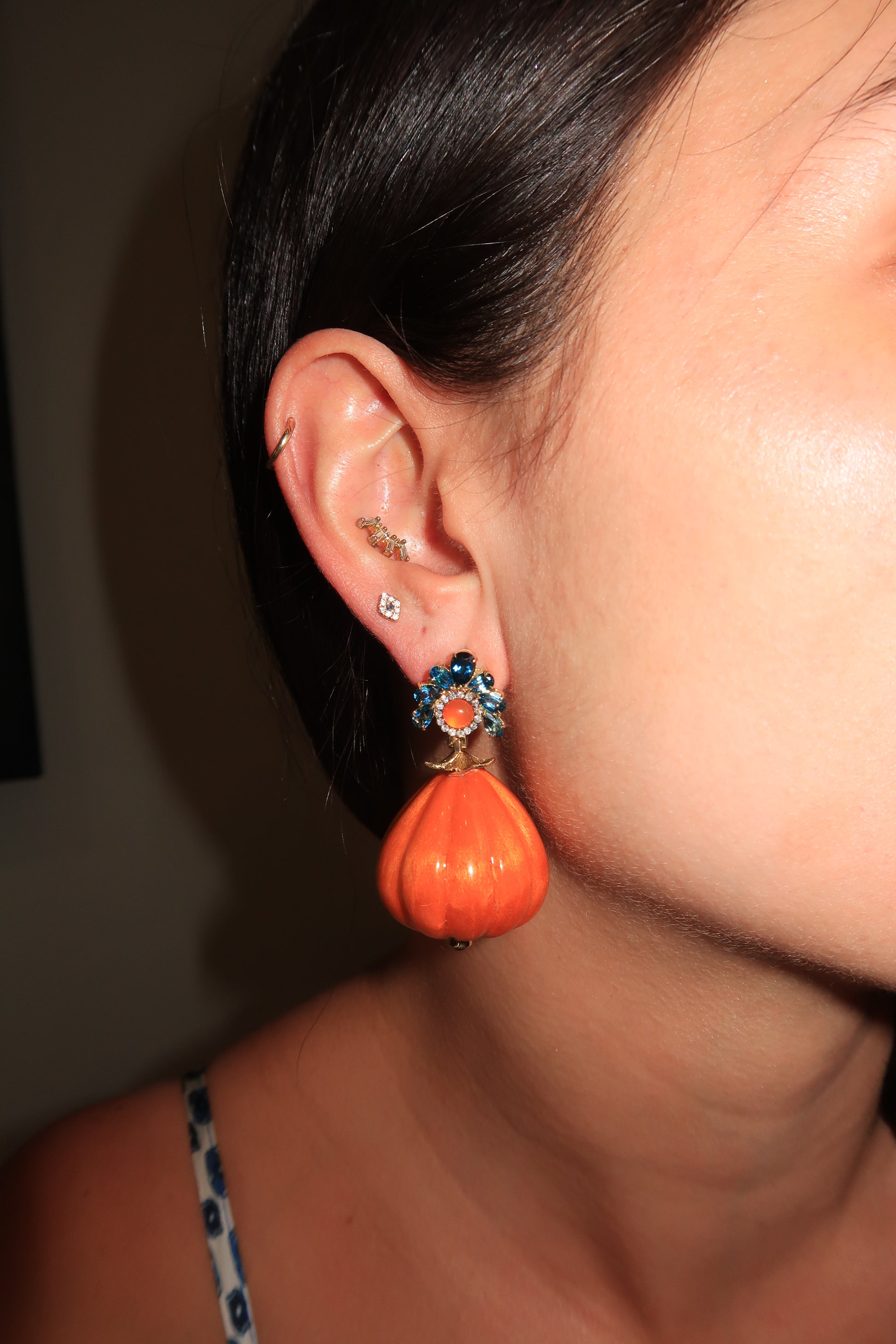Orange lacquered marquetry earrings Orange lacquered marquetry earrings Silvia Furmanovich Silvia Furmanovich  Squash Blossom Vail